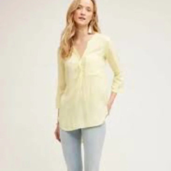 𝅺anthropologie  Cloth & Stone Yellow Button Up Blouse XS - Picture 1 of 13